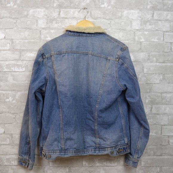 VINTAGE jean jacket old navy wool lining M - Picture 2 of 3